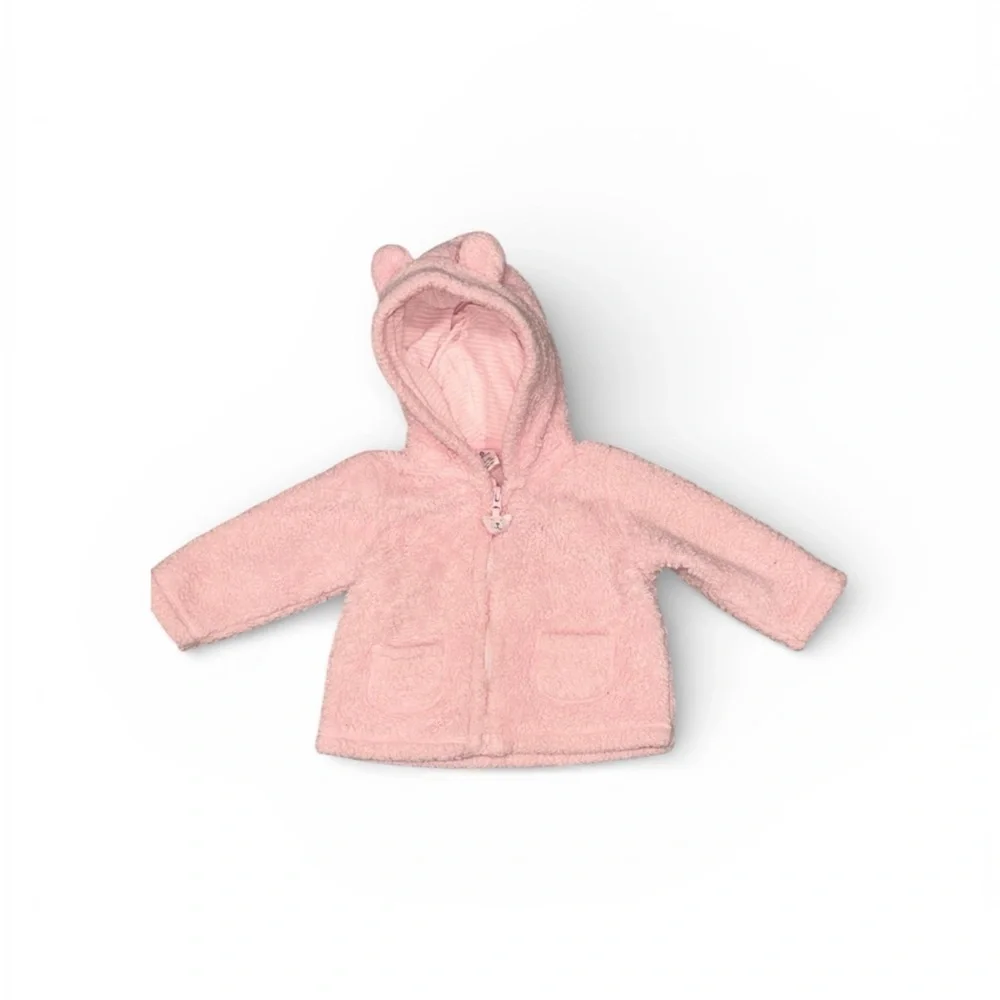 237. Carter's Cozy Pink Fleece Baby Jacket with Ears Baby Size 6 Months